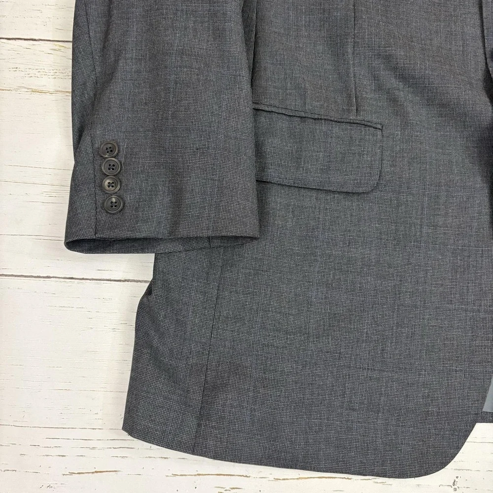 Samuelsohn Suit Mens 46L 37x28.5 Gray Check Wool 2 Pc Hunt Club Clothiers
